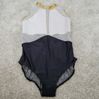 #ad Five 5 The Label Dancewear Dance Wear Leotard White Black Gold Adult Medium MA $34.99