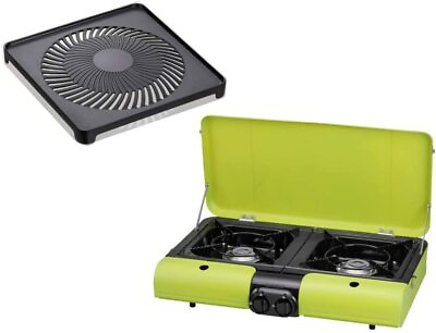 #ad Iwatani Table Top BBQ CB TBG 2 Flat Twin Green Color Gas 2 Burner with Plate Set $358.00