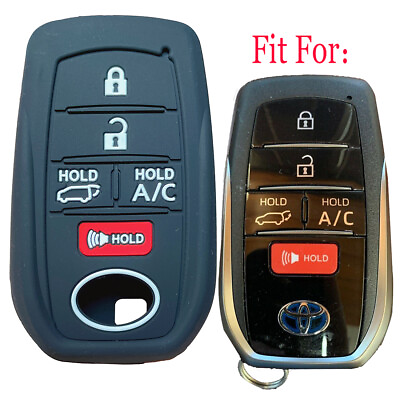 #ad Fit TOYOTA RAV4 Prime 5 Button AC Remote Key Fob Silicone Skin Case Cover Black $4.96