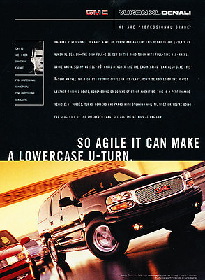 #ad 2002 GMC Yukon XL Denali u turn Classic Vintage Advertisement Ad H03 $6.84