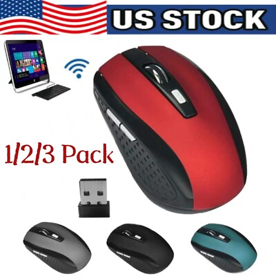 #ad 2 Wireless Optical Mouse Mice 2.4GHz USB Receiver For Laptop PC Computer DPI USA $11.84