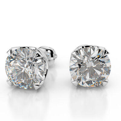 #ad 2 1 2 CT F SI1 Sparkling Diamond Stud Earrings Round Cut 18K White Gold $3650.40
