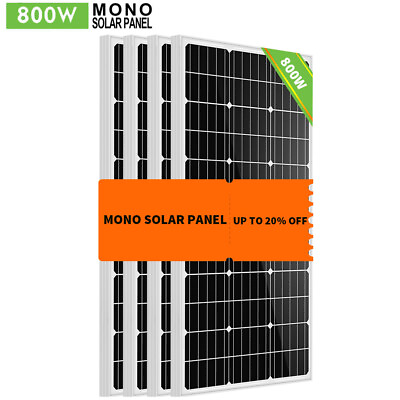 #ad 800W Solar Panel Kit 12V Off Grid Monocrystalline For Home Roof RV Boat $579.25