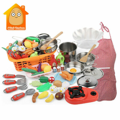 #ad Kitchen Kids Set Toy 42pcs Cooking Cooktop Pot Pan Pretend Play Chef Kitchen Toy $25.87