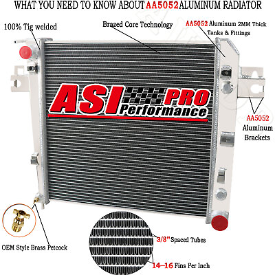 #ad ASI 4 Rows Aluminum Radiator For 2002 2003 2004 2005 2006 Jeep Liberty 3.7L V6 $169.00