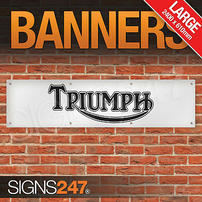 #ad Triumph Motorcycles Black Garage Workshop Banner LARGE Sign Display GBP 26.87