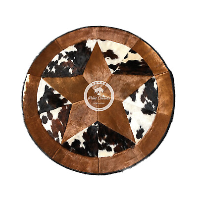 #ad Round Cowhide Rug Tricolor Single Star 40quot; 60quot; 3.3 ft 5 ft $179.99