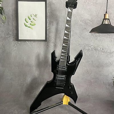 #ad Special Shape Black Electric Guitar Floyd Rose Bridge HH Pickups 6 String Solid $255.00