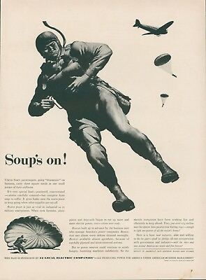 #ad 1942 Local Electric Company Paratroopers Military Reserve Power Vtg Print Ad L16 $11.99