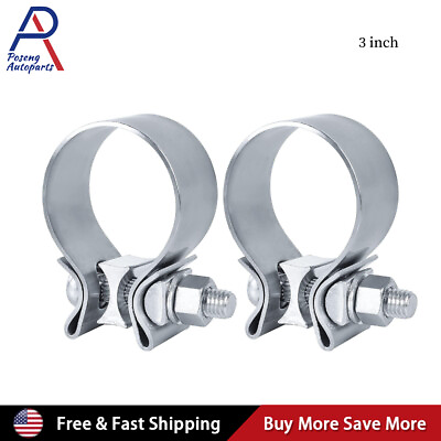 #ad 2PCS 3quot; Inch Stainless Steel T409 Narrow Band Exhaust Clamps Seal Muffler $14.99