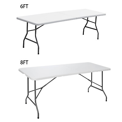 #ad 6 8#x27; Portable Folding Table Plastic Picnic Party Camp Dining White 1PCS 2PC 4PCS $61.58