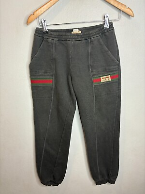 #ad Authentic Gucci Kids Gray Striped Sweatpants Size 12 Cotton 613 $59.99