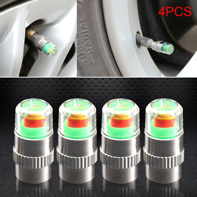 #ad 4Pcs Car Auto Tire Tyre Air Pressure Valve Stem Caps Sensor Indicator Alert US $6.84