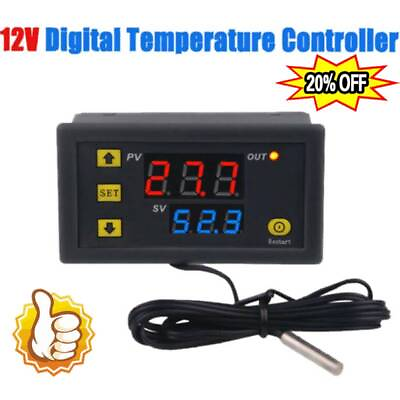 #ad 12V 110 220V Digital Temperature Controller Switch Probe Thermostat Control。 $3.81