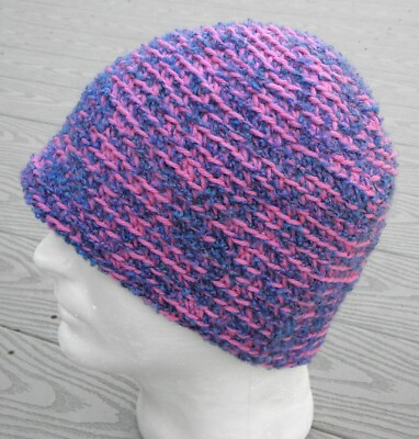 #ad Radiant Dark Pink Blue Medium Size Crocheted Beanie Handmade by Michaela $33.00