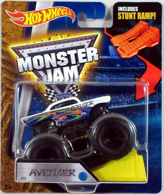 #ad Hot Wheels Monster Jam AVENGER #31 with Yellow Ramp 2016 NEW LOOK $10.99