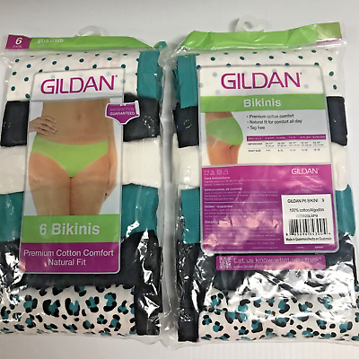 #ad GILDAN Premium Cotton Comfort Natural Fit Bikinis 100% Cotton Size 9 6 pairs $12.99