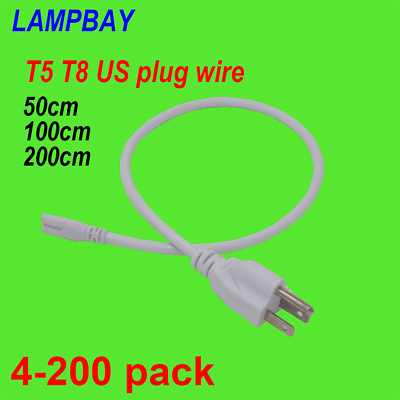 LED T5 T8 Integrated Tube Cable US Plugs 50cm 100cm 200cm Wire 3 Pin Power Cords $217.55