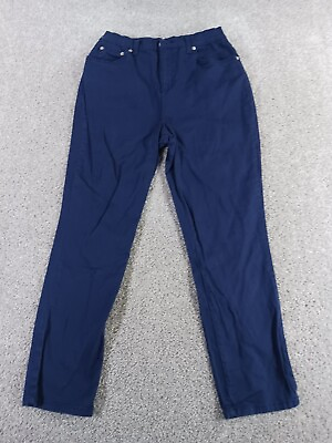 Denim amp; Co. Womens Denim Jeans Size PM 26x26 Blue Solid Straight Cotton Blend $5.99
