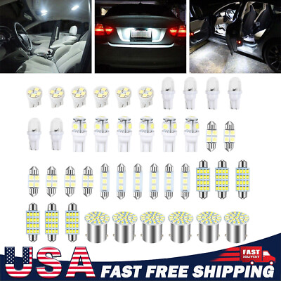 #ad 42PCS Car Interior Combo LED Map Dome Door Trunk License Plate Light Bulbs White $5.60