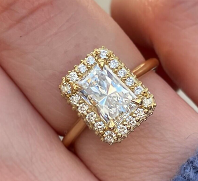 #ad Radiant Cut Moissanite Engagement Ring Radiant Halo Wedding Ring Rose Gold Over $101.92