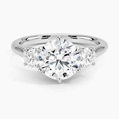 #ad 2.50 ct F VS1 Round Cut Diamond Three Stone Engagement Ring 14k White Gold $15837.00