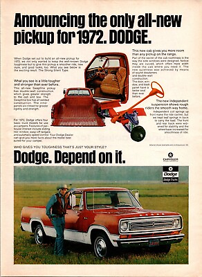 #ad Dodge Trucks All New Pickup For 1972 Vintage Print Ad $8.00