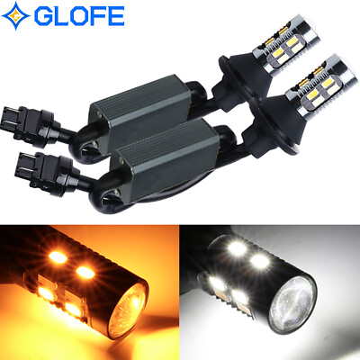 #ad 2X GLOFE LED Switchback Amber White Turn Signal Light Bulbs 7443 7441 Error Free $26.61