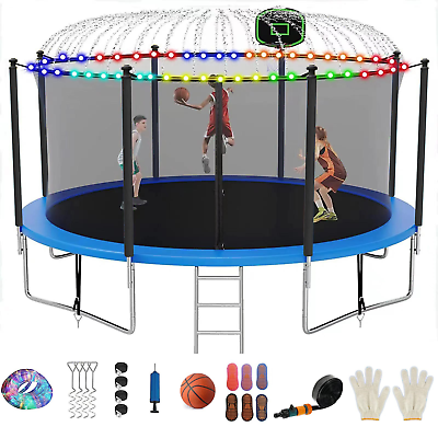 #ad 14FT Trampoline with Safety Enclosure Net Outdoor Trampoline for Kids Adults $438.99