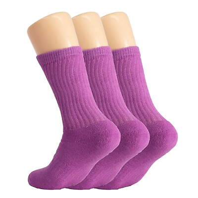 #ad Cotton Crew Socks for Women 3 PAIRS Smooth Toe Seam Socks $11.99