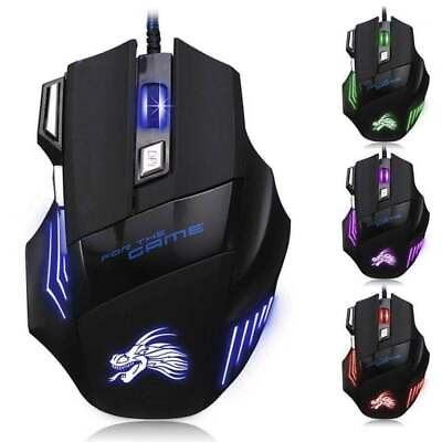#ad Gaming Mouse 7 Button USB Wired LED Breathing Fire Button 3200 DPI Laptop PC $7.95