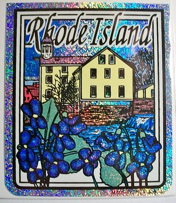 #ad Rhode Island State Vinyl Reflective Souvenir Decal with Glitter $4.00