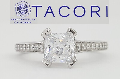 #ad TACORI Sculpted Crescent 58 2PR Princess 18k Semi Mount Engagement Ring Rt $2690 $1495.00