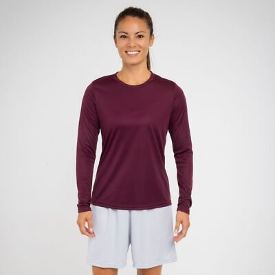 #ad A4 Womens Long Sleeve Moisture Wicking Cooling Performance T Shirt NW3002 $12.98