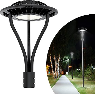 #ad 80W LED Post Top Light Circular Area Pole Fixture Dusk to Dawn Garden Lighting $132.43