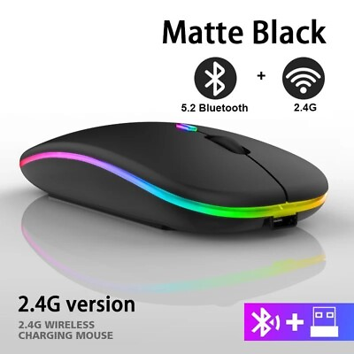 #ad Wireless Gaming Mouse USB Mice 2.4GHz Rechargeable RGB Light For PC Laptop $6.46