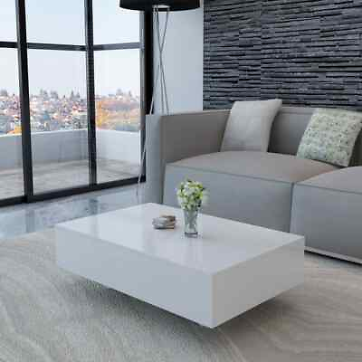 #ad Modern Wooden White Black High Gloss Rectangular Living Room Coffee Table Wood $187.99