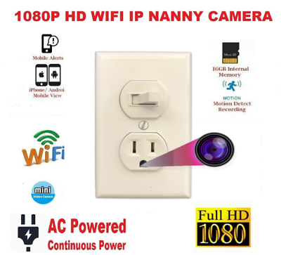 WIFI IP 1080P HD Mini Camera Combination TR Switch AC Outlet Working Receptacle $133.66