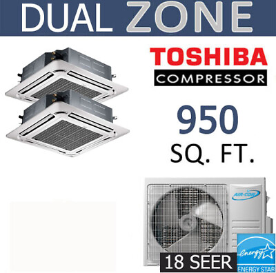 #ad Aircon 21000 BTU Dual 2 Zone Ductless Split AC Heat pump 9k12k Ceiling Cas $2449.00