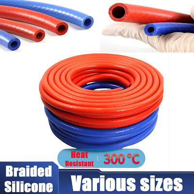 #ad Silicone Vacuum Hoses Reinforced Braided Rubber Hose Air Water Coolant Oil Turbo $61.29
