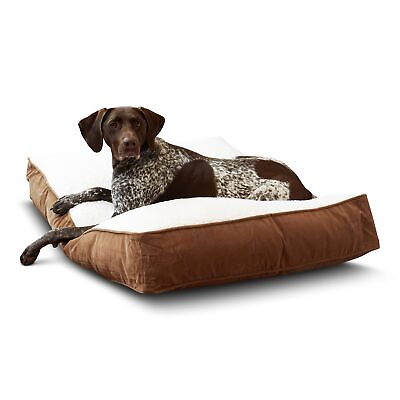 #ad South Pine Porch Buddy Rectangle Pillow Style Dog Bed Latte Sherpa Medium ... $95.39