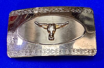 #ad The Longhorn cow steer cowboys cowgirls western reflective Vintage belt buckle $8.50