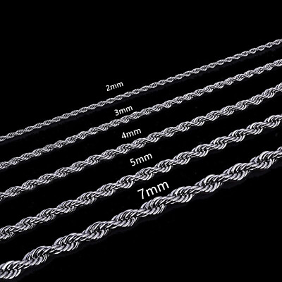 #ad 2 2.5 3 4 5 6 7mm 316L Stainless Steel Women Men Rope Chains Necklaces 18 32#x27;#x27; $7.50
