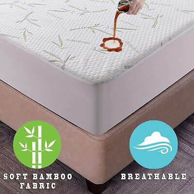 #ad Bamboo Mattress Protector Hypoallergenic amp; Breathable Waterproof Mattress Cover $25.99