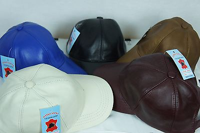 #ad Adjustable 100% REAL GENUINE Lambskin Leather Baseball Cap Hat Visor 5 COLORS $13.89
