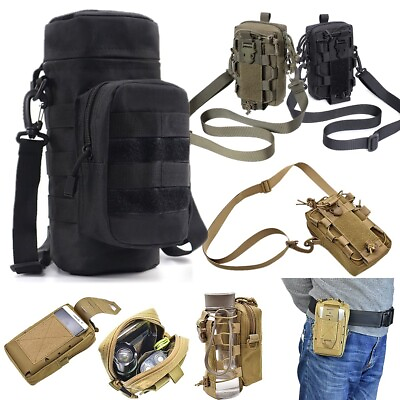 #ad Tactical Water Bottle Pouch Holder Military Molle Water Pouch Carrier Bag Hiking $12.49