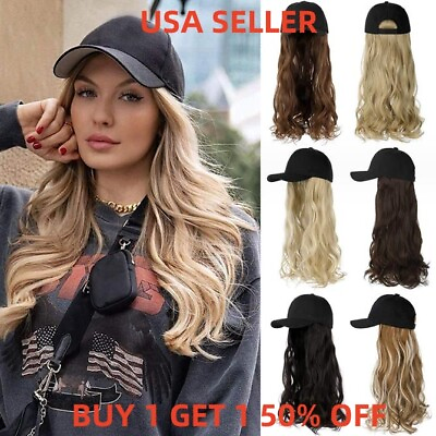#ad Womens Baseball Cap with Hair Extension Cotton Solid Washed Adjustable Dad Hat $14.88