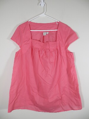 #ad Caslon Women#x27;s Plus Size Lightweight 100% Cotton Blouse Pink Size 1X $8.99