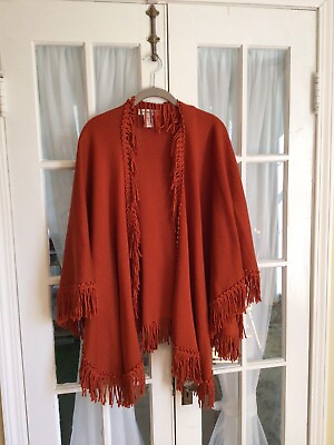 #ad Cold water Creek Rust Fringe Lux Wrap One Size $25.00
