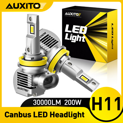 #ad AUXITO Upgraded H11 LED Bulb 30000LM 200W Headlight Per Set 6000K Low Beam H8 H9 $42.74